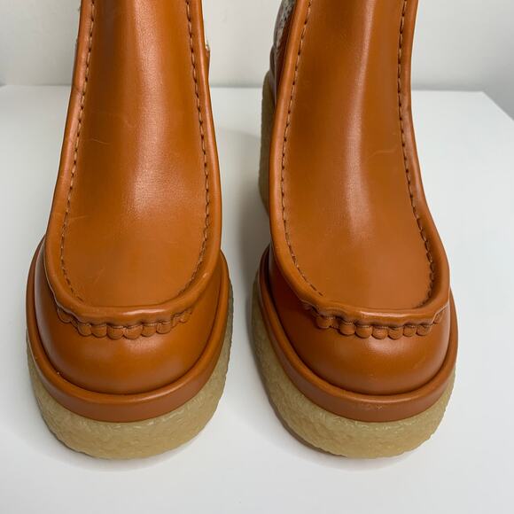 Chloé Jamie Sock Platform Chelsea Almond Boot Luminous Ochre New Size 41 - Picture 4 of 14
